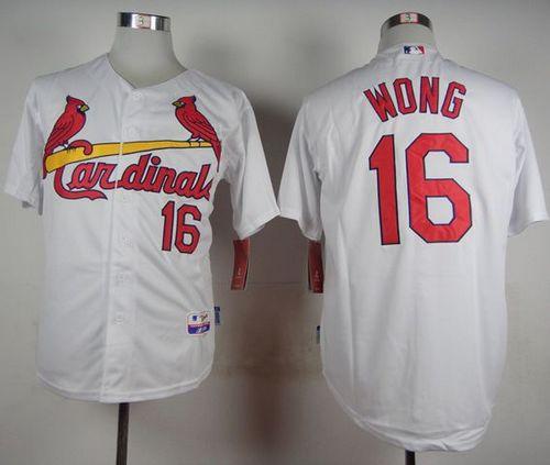 Cardinals #16 Kolten Wong White Cool Base Stitched MLB Jersey - Click Image to Close